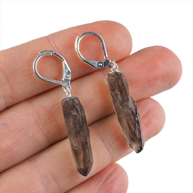 KWARC DYMNY - KOLCZYKI Z KAMIENIEM NATURALNYM - 44 mm