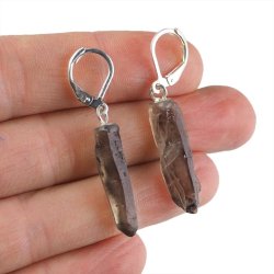 KWARC DYMNY - KOLCZYKI Z KAMIENIEM NATURALNYM - 44 mm