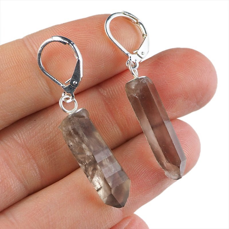 KWARC DYMNY - KOLCZYKI Z KAMIENIEM NATURALNYM - 43-44 mm