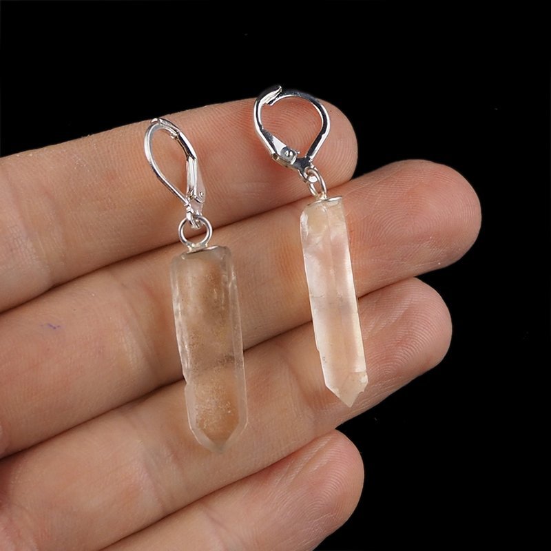 KRYSZTAŁ GÓRSKI - KOLCZYKI Z KAMIENIEM NATURALNYM - 46 mm