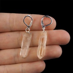 KRYSZTAŁ GÓRSKI - KOLCZYKI Z KAMIENIEM NATURALNYM - 46 mm