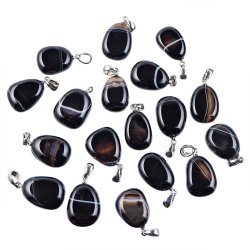 AGAT CZARNY - WISIOREK Z KAMIENIEM NATURALNYM - 32-37 mm