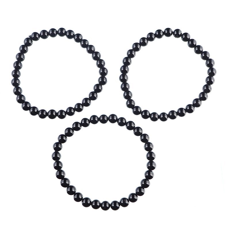 TURMALIN CZARNY - BRANSOLETKA Z KAMIENI NATURALNYCH - KULKA 6mm