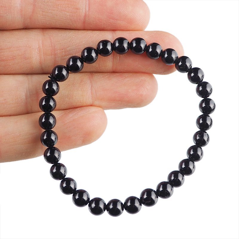 TURMALIN CZARNY - BRANSOLETKA Z KAMIENI NATURALNYCH - KULKA 6mm