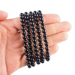 TURMALIN CZARNY - BRANSOLETKA Z KAMIENI NATURALNYCH - KULKA 6mm