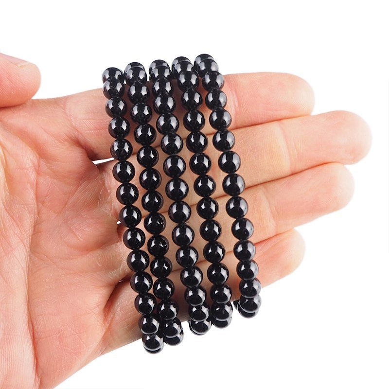 TURMALIN CZARNY - BRANSOLETKA Z KAMIENI NATURALNYCH - KULKA 6mm