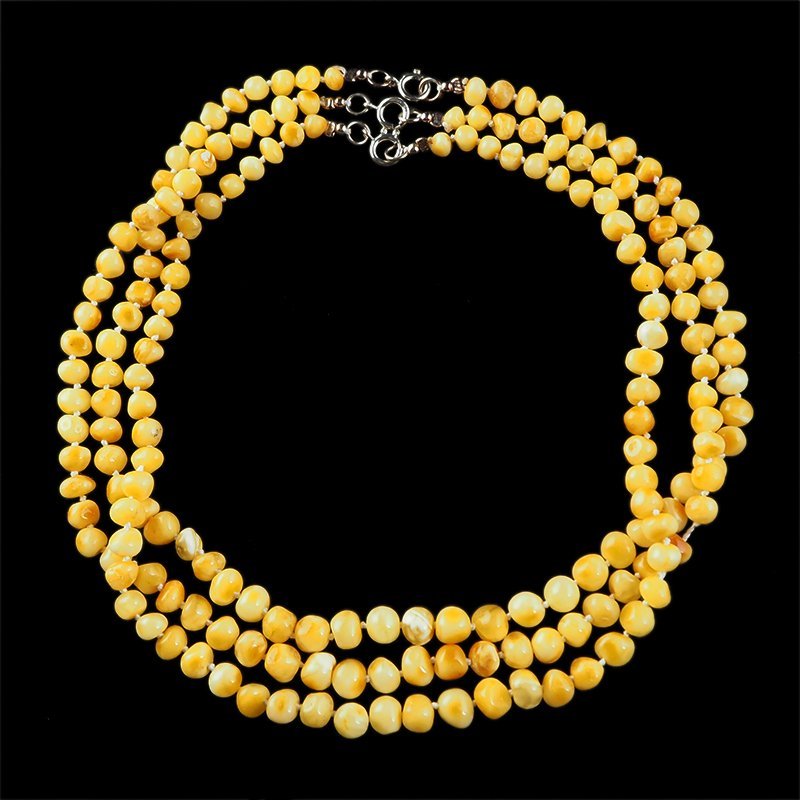 BURSZTYN - NASZYJNIK Z NATURALNYCH KAMIENI Z ZAPIĘCIEM - 44-46 cm