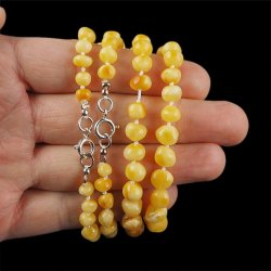 BURSZTYN - NASZYJNIK Z NATURALNYCH KAMIENI Z ZAPIĘCIEM - 44-46 cm