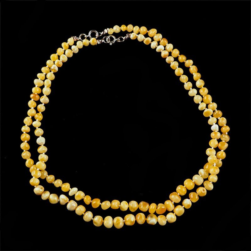 BURSZTYN - NASZYJNIK Z NATURALNYCH KAMIENI Z ZAPIĘCIEM - 47-49 cm