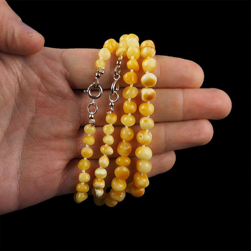 BURSZTYN - NASZYJNIK Z NATURALNYCH KAMIENI Z ZAPIĘCIEM - 47-49 cm