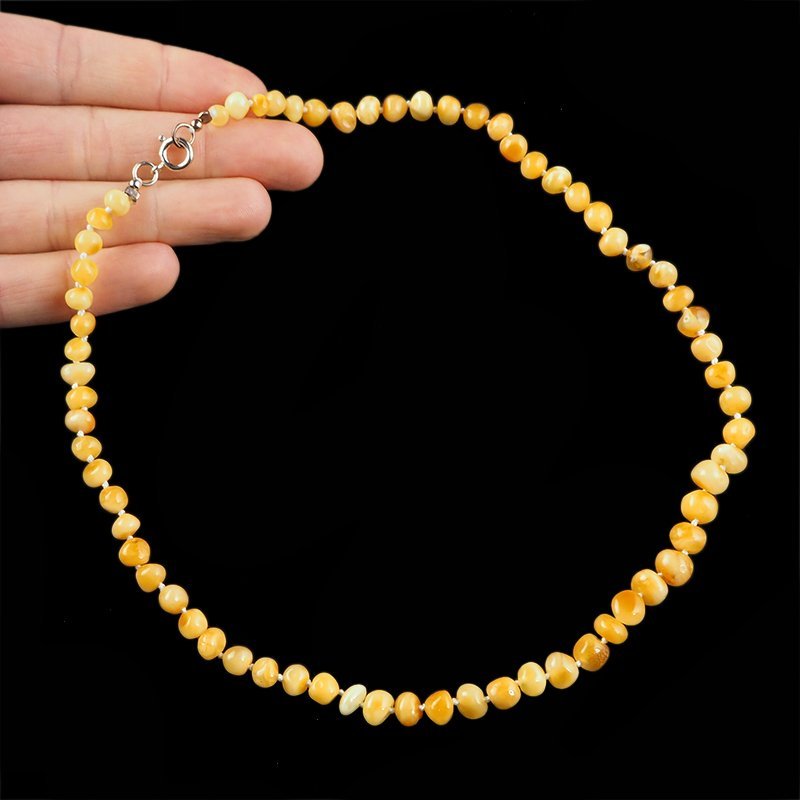 BURSZTYN - NASZYJNIK Z NATURALNYCH KAMIENI Z ZAPIĘCIEM - 47-49 cm