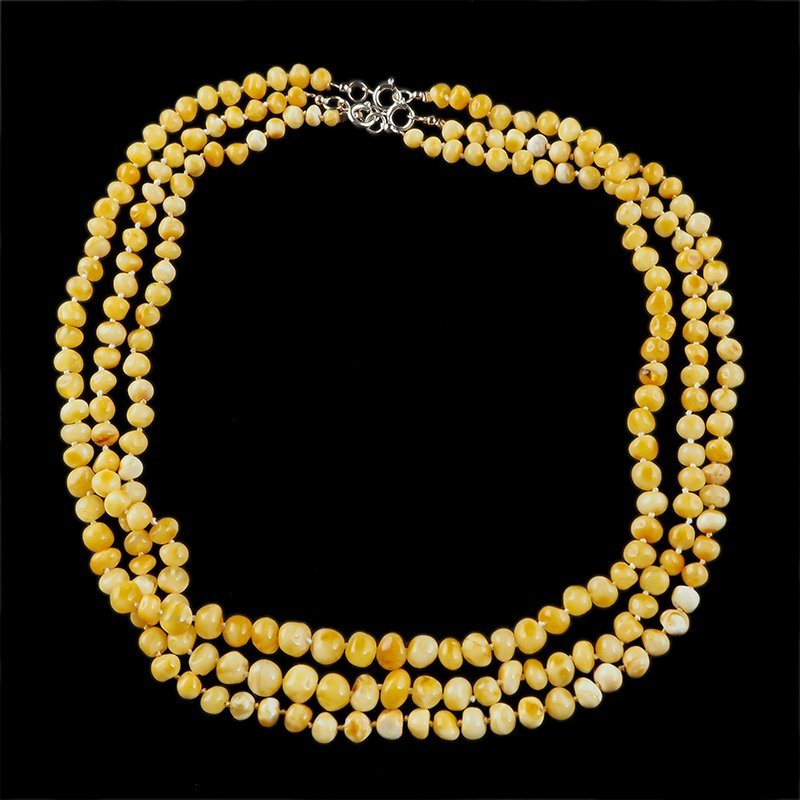 BURSZTYN - NASZYJNIK Z NATURALNYCH KAMIENI Z ZAPIĘCIEM - 52-55 cm