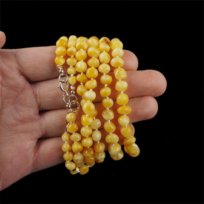 BURSZTYN - NASZYJNIK Z NATURALNYCH KAMIENI Z ZAPIĘCIEM - 52-55 cm