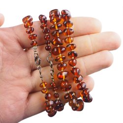 BURSZTYN - NASZYJNIK Z NATURALNYCH KAMIENI Z ZAPIĘCIEM - 39-41 cm