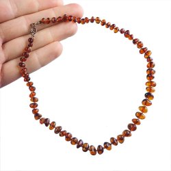 BURSZTYN - NASZYJNIK Z NATURALNYCH KAMIENI Z ZAPIĘCIEM - 39-41 cm