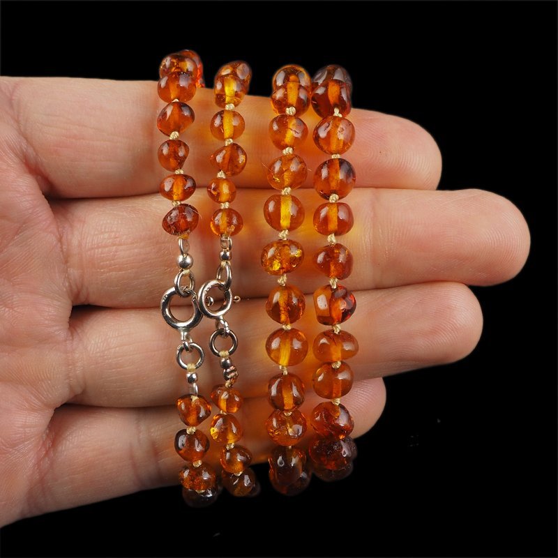 BURSZTYN - NASZYJNIK Z NATURALNYCH KAMIENI Z ZAPIĘCIEM - 46-48 cm