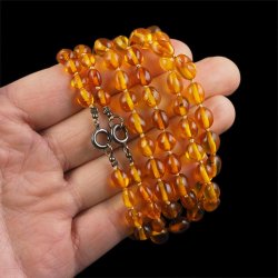 BURSZTYN - NASZYJNIK Z NATURALNYCH KAMIENI Z ZAPIĘCIEM - 51-53 cm