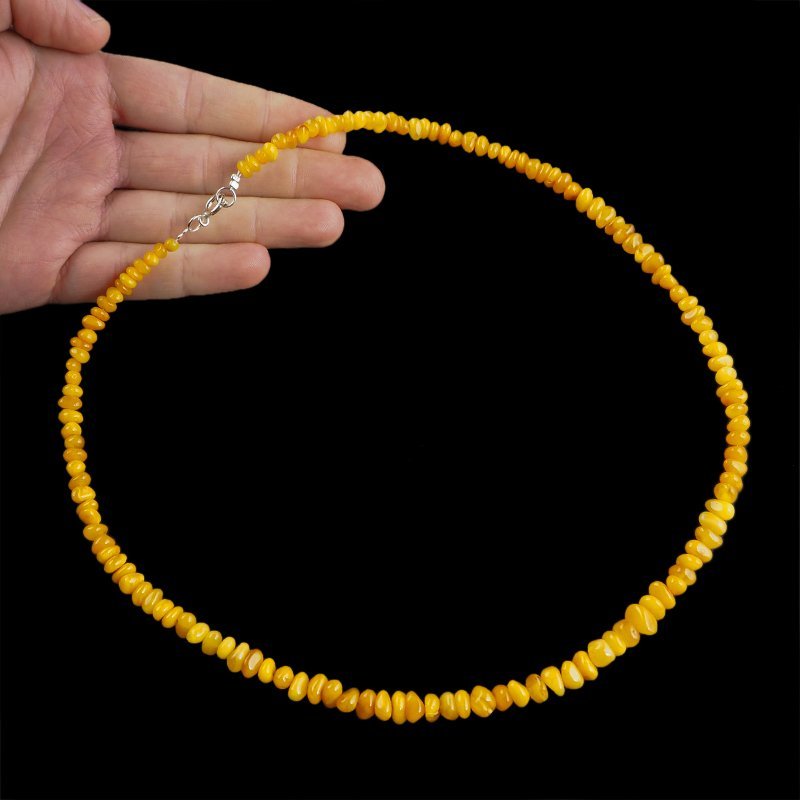 BURSZTYN - NASZYJNIK Z NATURALNYCH KAMIENI Z ZAPIĘCIEM - 58-60 cm