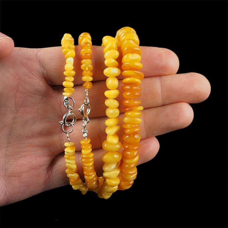 BURSZTYN - NASZYJNIK Z NATURALNYCH KAMIENI Z ZAPIĘCIEM - 47-51 cm