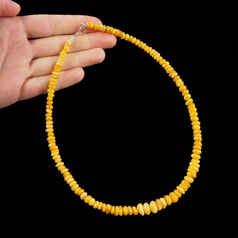 BURSZTYN - NASZYJNIK Z NATURALNYCH KAMIENI Z ZAPIĘCIEM - 47-51 cm