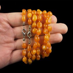 BURSZTYN - NASZYJNIK Z NATURALNYCH KAMIENI Z ZAPIĘCIEM - 50-52 cm