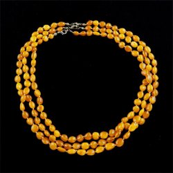 BURSZTYN - NASZYJNIK Z NATURALNYCH KAMIENI Z ZAPIĘCIEM - 50-52 cm