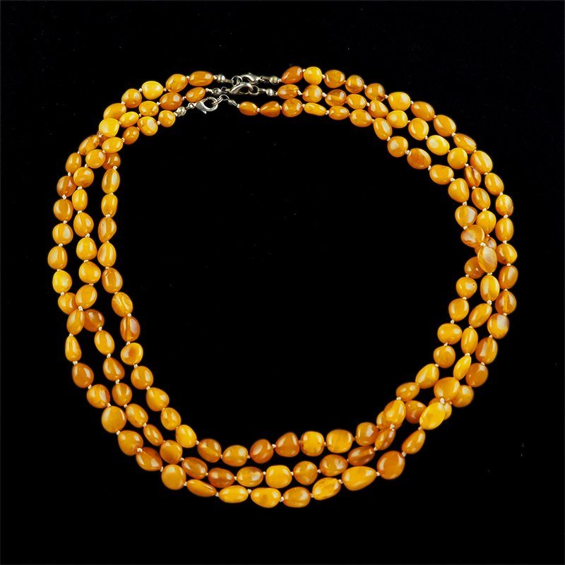 BURSZTYN - NASZYJNIK Z NATURALNYCH KAMIENI Z ZAPIĘCIEM - 50-52 cm