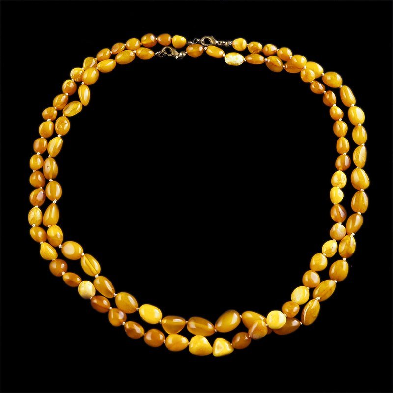 BURSZTYN - NASZYJNIK Z NATURALNYCH KAMIENI Z ZAPIĘCIEM - 53-54 cm