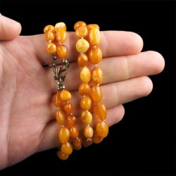 BURSZTYN - NASZYJNIK Z NATURALNYCH KAMIENI Z ZAPIĘCIEM - 53-54 cm