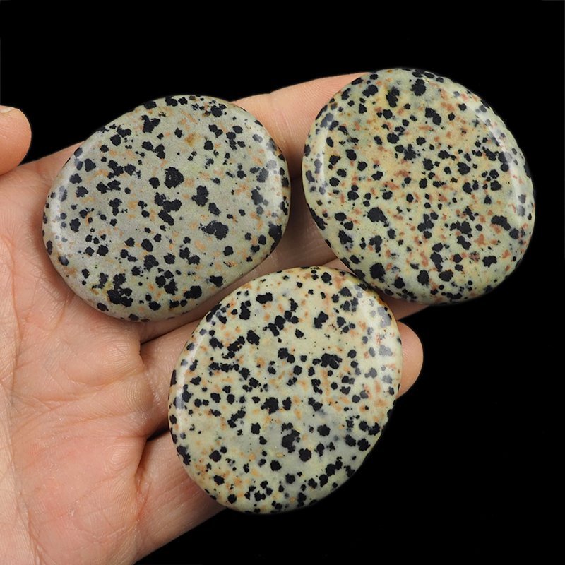 JASPIS DALMATYŃCZYK - PŁASKI OTOCZAK - 45-50 mm