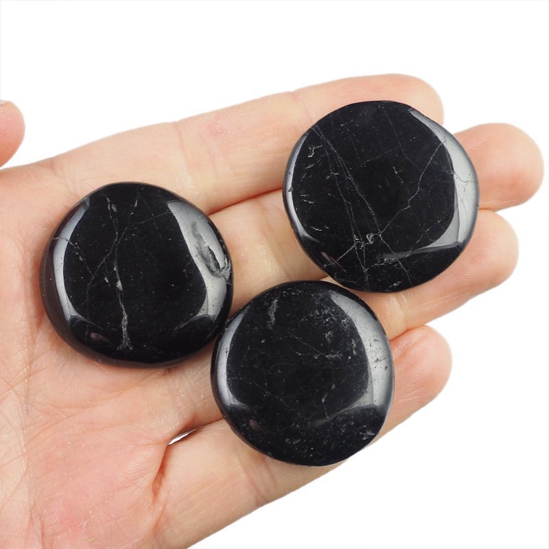 TURMALIN CZARNY - PŁASKI OTOCZAK - 30-36 mm