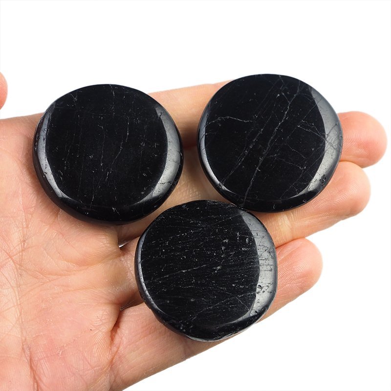 TURMALIN CZARNY - PŁASKI OTOCZAK - 35-40 mm