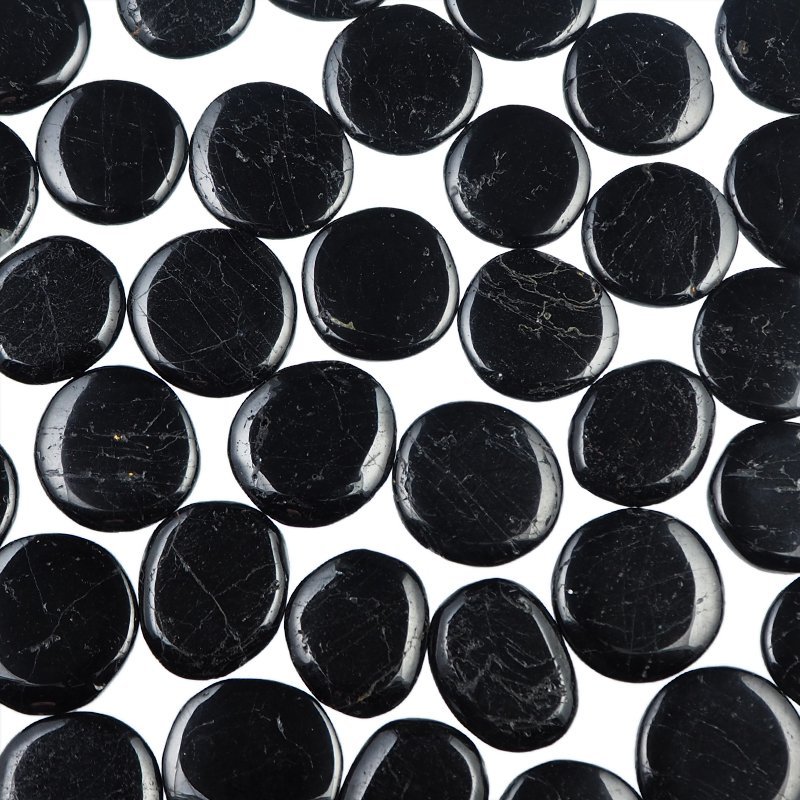 TURMALIN CZARNY - PŁASKI OTOCZAK - 35-40 mm