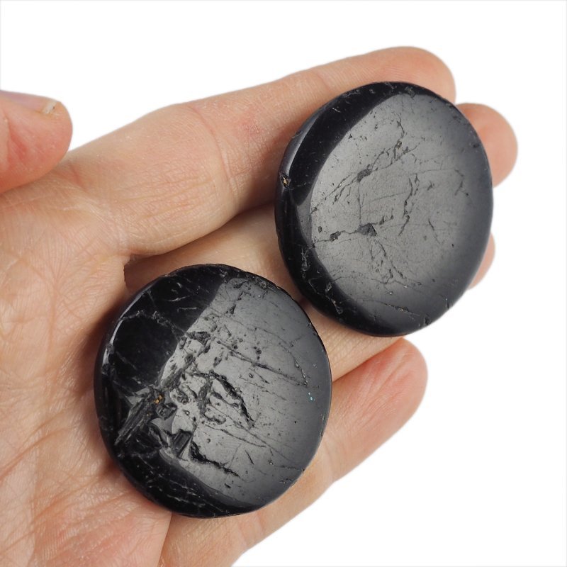 TURMALIN CZARNY - PŁASKI OTOCZAK - 40-45 mm