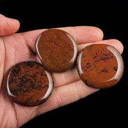 OBSYDIAN MAHONIOWY - PŁASKI OTOCZAK - 40-45 mm