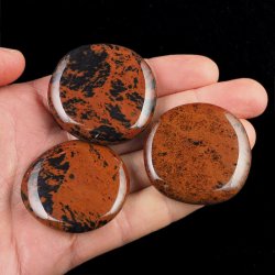 OBSYDIAN MAHONIOWY - PŁASKI OTOCZAK - 40-45 mm