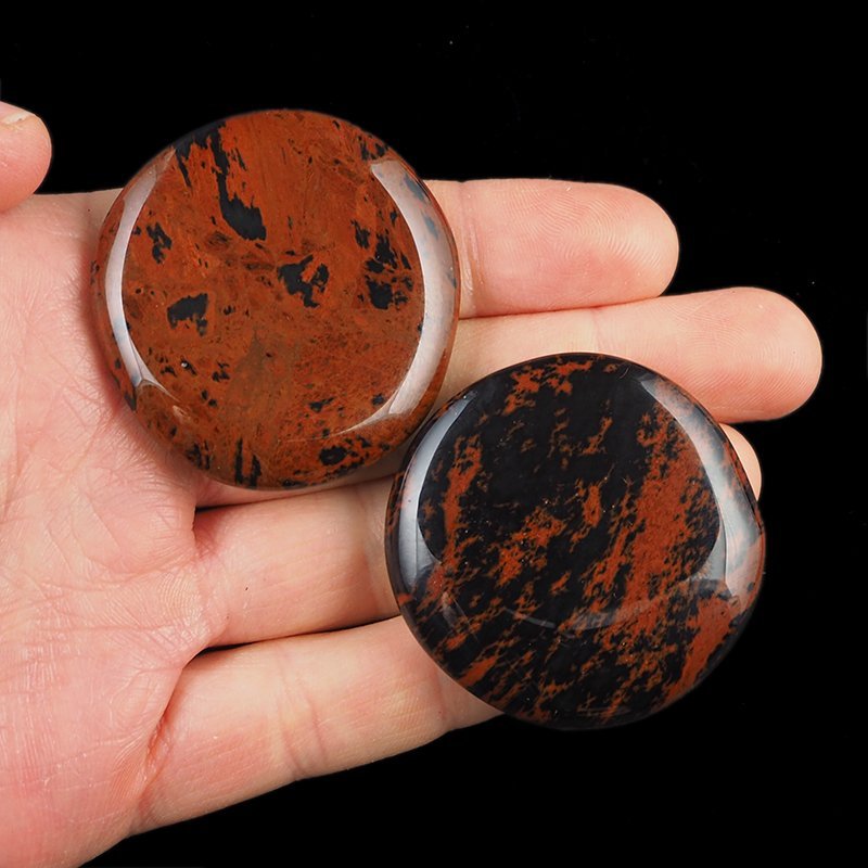 OBSYDIAN MAHONIOWY - PŁASKI OTOCZAK - 44-48 mm