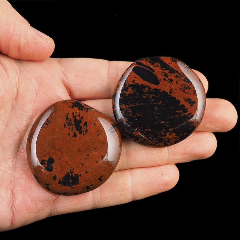 OBSYDIAN MAHONIOWY - PŁASKI OTOCZAK - 44-48 mm