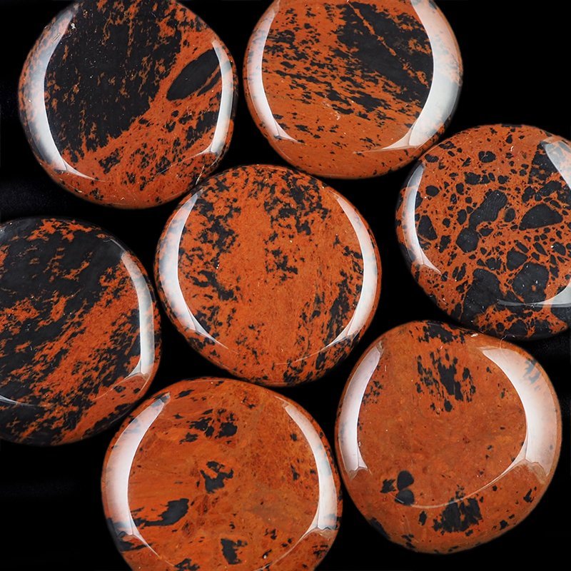 OBSYDIAN MAHONIOWY - PŁASKI OTOCZAK - 44-48 mm