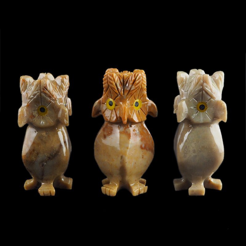 SOWA Tetracephalous - STEATYT - RĘCZNE WYKONANIE - 50-56 mm