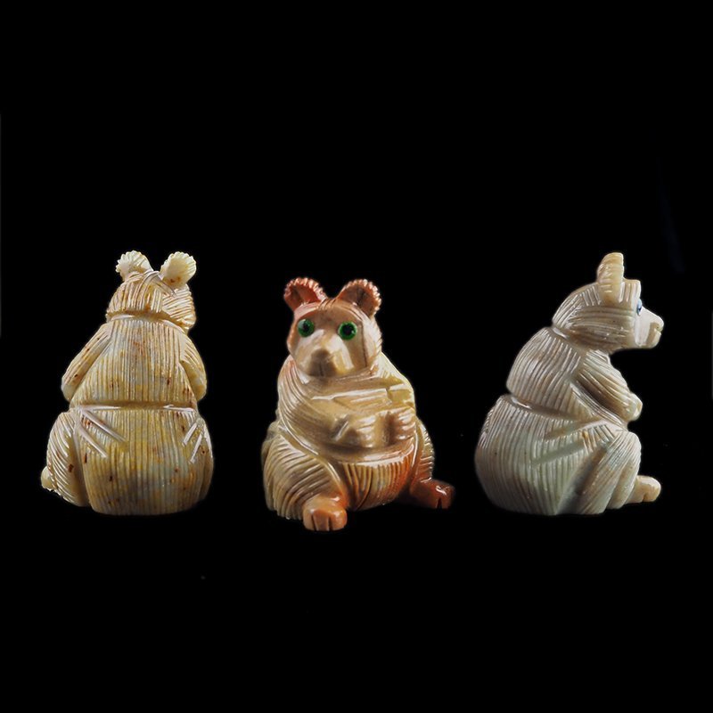 NIEDŹWIEDŹ, MIŚ - STEATYT - RĘCZNE WYKONANIE - 43-50 mm