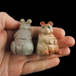 NIEDŹWIEDŹ, MIŚ - STEATYT - RĘCZNE WYKONANIE - 43-50 mm