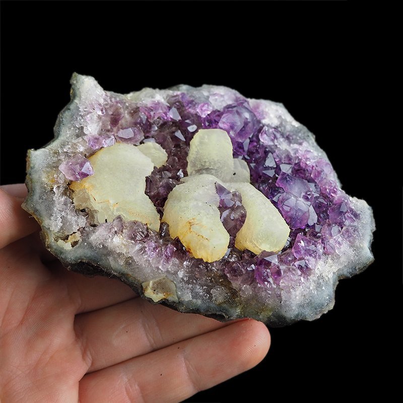 AMETYST, KALCYT - SZCZOTKA KRYSTALICZNA - 101 mm - URUGWAJ