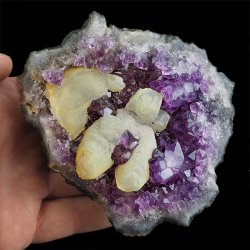 AMETYST, KALCYT - SZCZOTKA KRYSTALICZNA - 101 mm - URUGWAJ