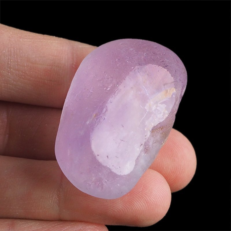 AMETYST - MATOWY OTOCZAK Z JEDNOSTRONNYM POLEREM - 43 mm