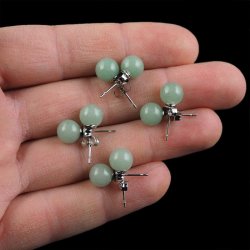 AWENTURYN ZIELONY - KOLCZYKI - KULKA - 8 mm