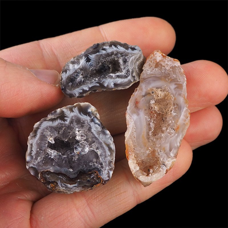 AGAT - ZESTAW TRZECH GEODEK - 30-46 mm  - BRAZYLIA