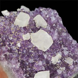 AMETYST, KALCYT - SZCZOTKA KRYSTALICZNA - 80 mm - URUGWAJ