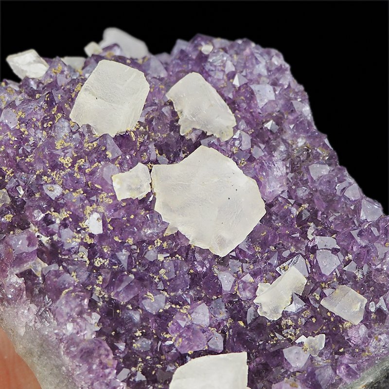 AMETYST, KALCYT - SZCZOTKA KRYSTALICZNA - 80 mm - URUGWAJ