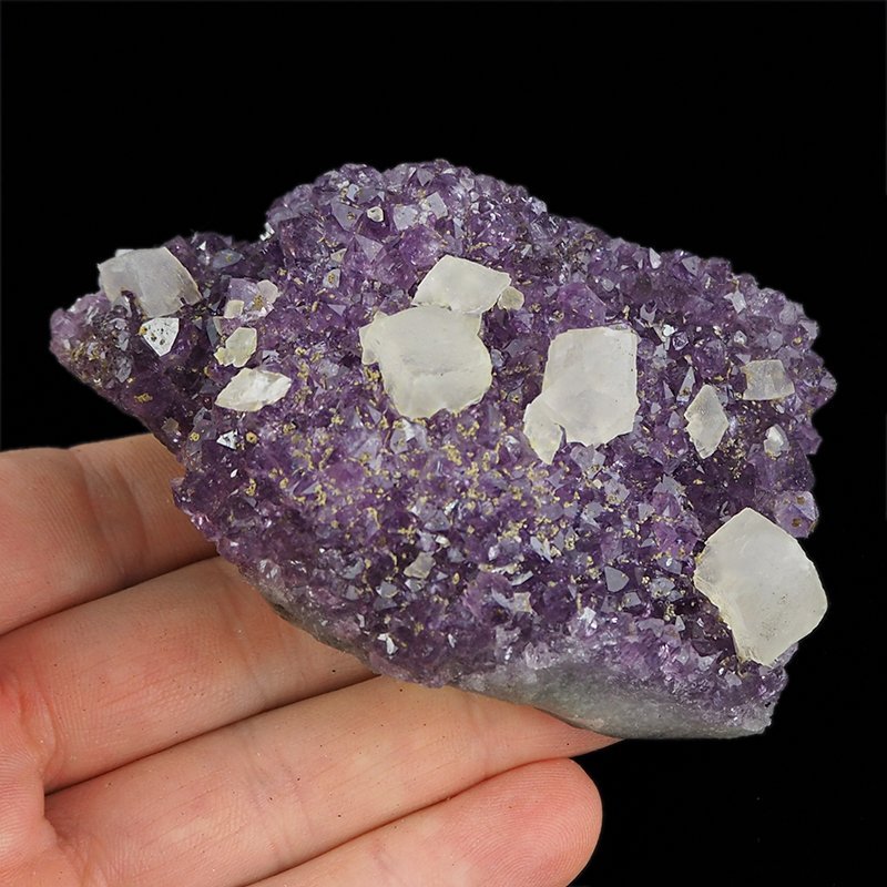 AMETYST, KALCYT - SZCZOTKA KRYSTALICZNA - 80 mm - URUGWAJ